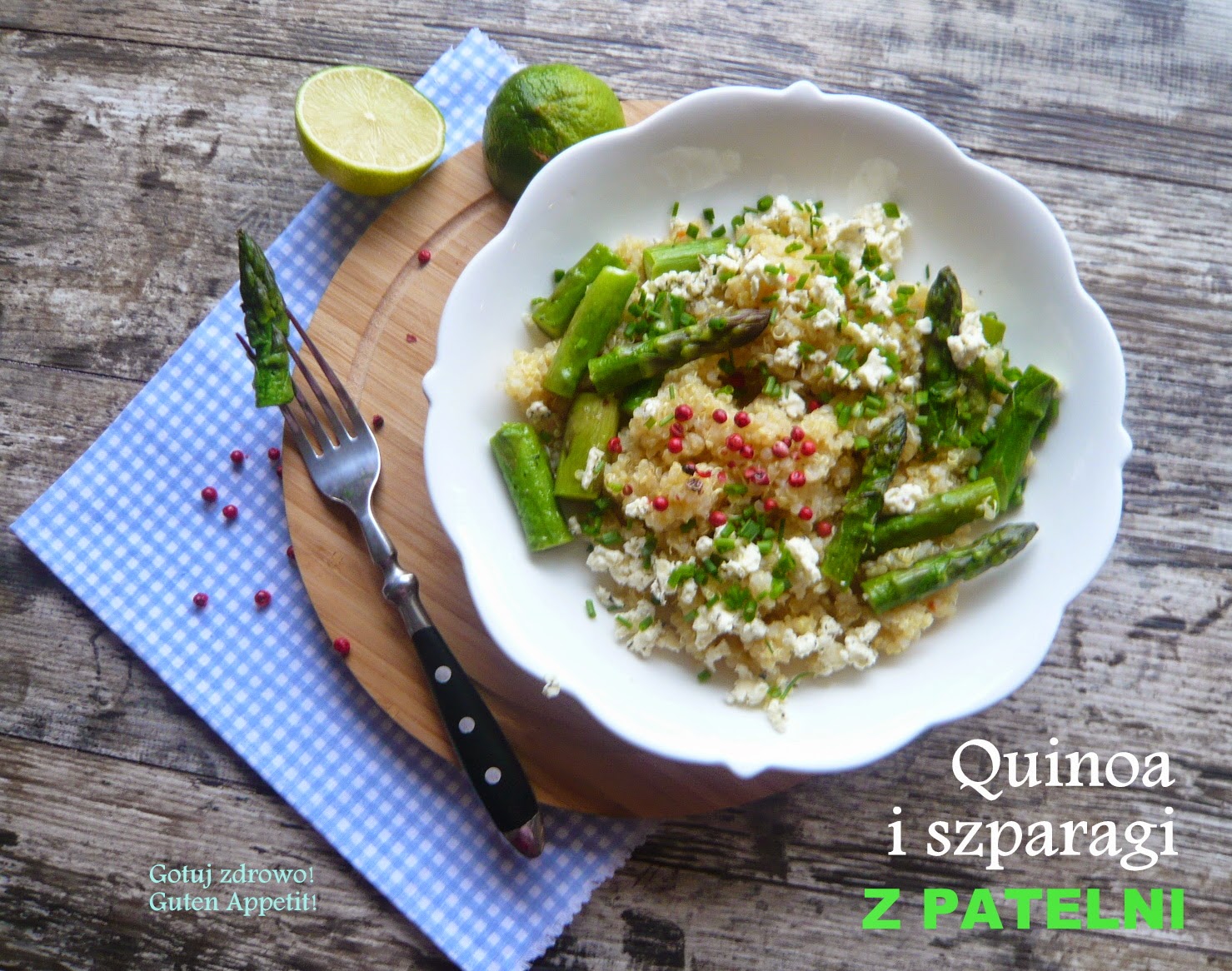 Szparagi i quinoa z patelni